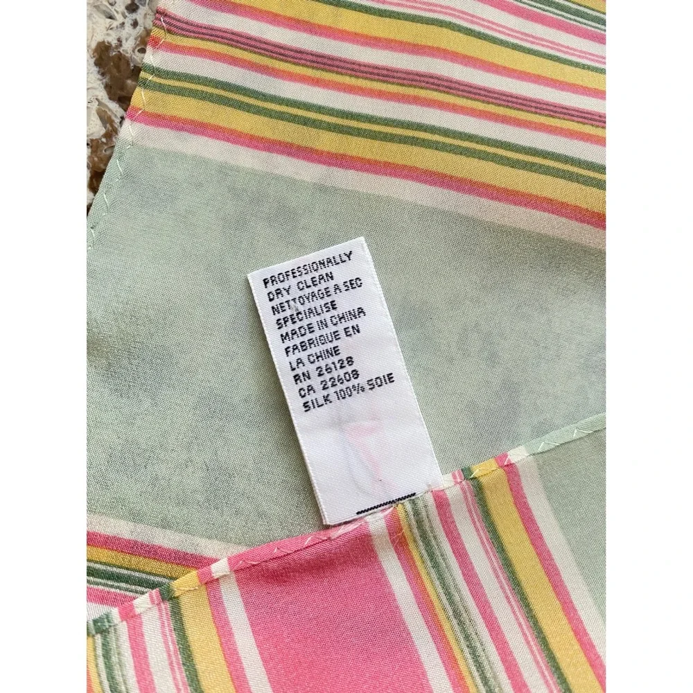Vintage Talbots Silk Scarf Women Sage Pink Stripe Exc Rectangular Polished Retro